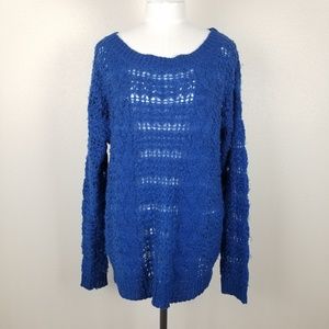 Pins And Needles Blue Crochet Sweater Large